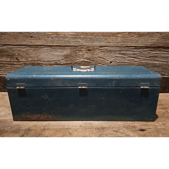 Antique/Vintage Union Steel Chest Corporarion Toolbox/Fishingbox Made In USA - Picture 11 of 11
